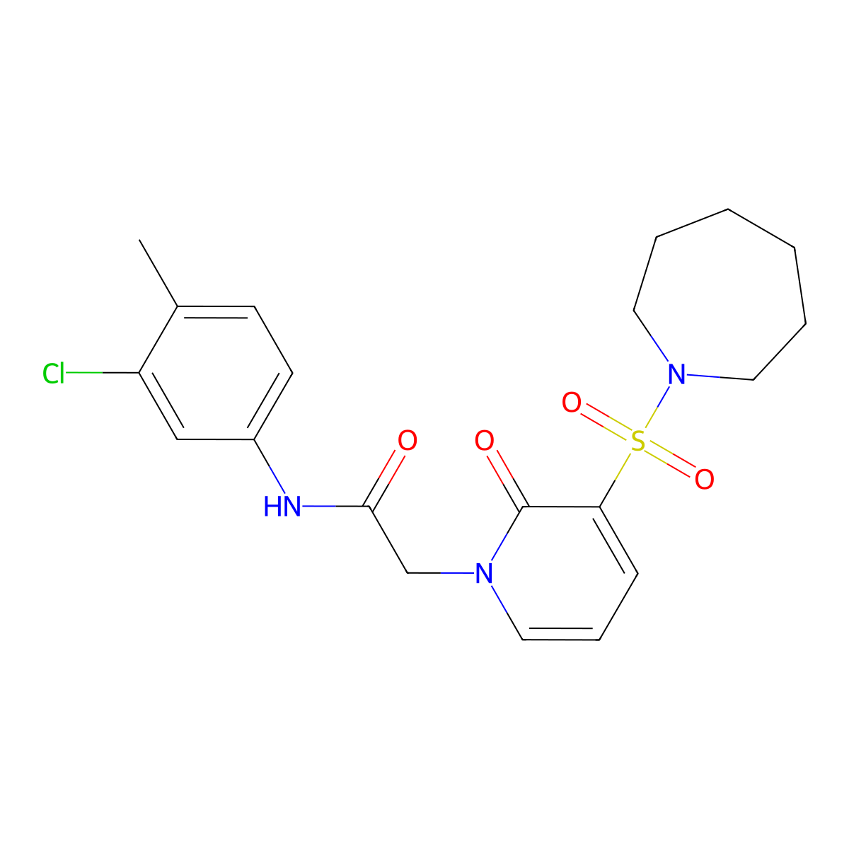 2-(3-(azepan-1-ylsulfonyl)-2-oxopyridin-1(2H)-yl)-N-(3-chloro-4-methylphenyl)acetamide molecular structure, CAS 1251687-14-5