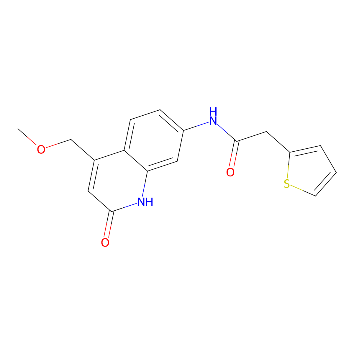 N-(4-(methoxymethyl)-2-oxo-1,2-dihydroquinolin-7-yl)-2-(thiophen-2-yl)acetamide molecular structure, CAS 1251687-16-7