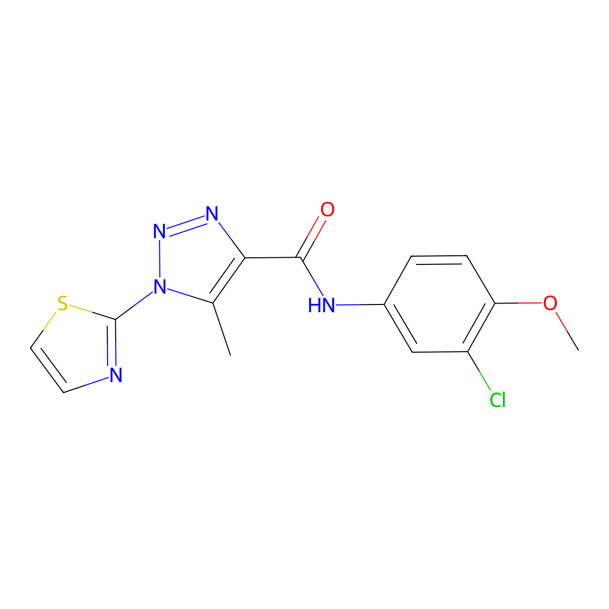 N-(3-chloro-4-methoxyphenyl)-5-methyl-1-(thiazol-2-yl)-1H-1,2,3-triazole-4-carboxamide molecular structure, CAS 1251687-20-3