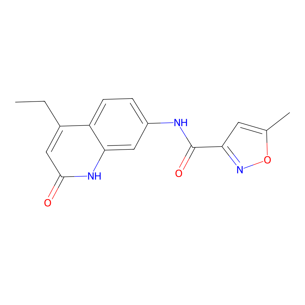 N-(4-ethyl-2-oxo-1,2-dihydroquinolin-7-yl)-5-methylisoxazole-3-carboxamide molecular structure, CAS 1251687-21-4