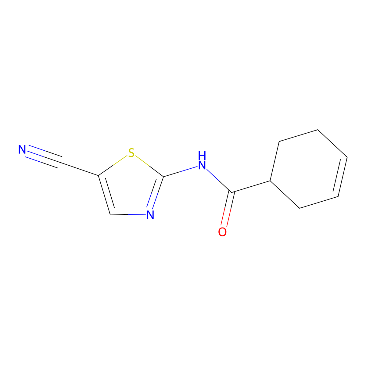 N-(5-cyanothiazol-2-yl)cyclohex-3-enecarboxamide molecular structure, CAS 1251687-23-6