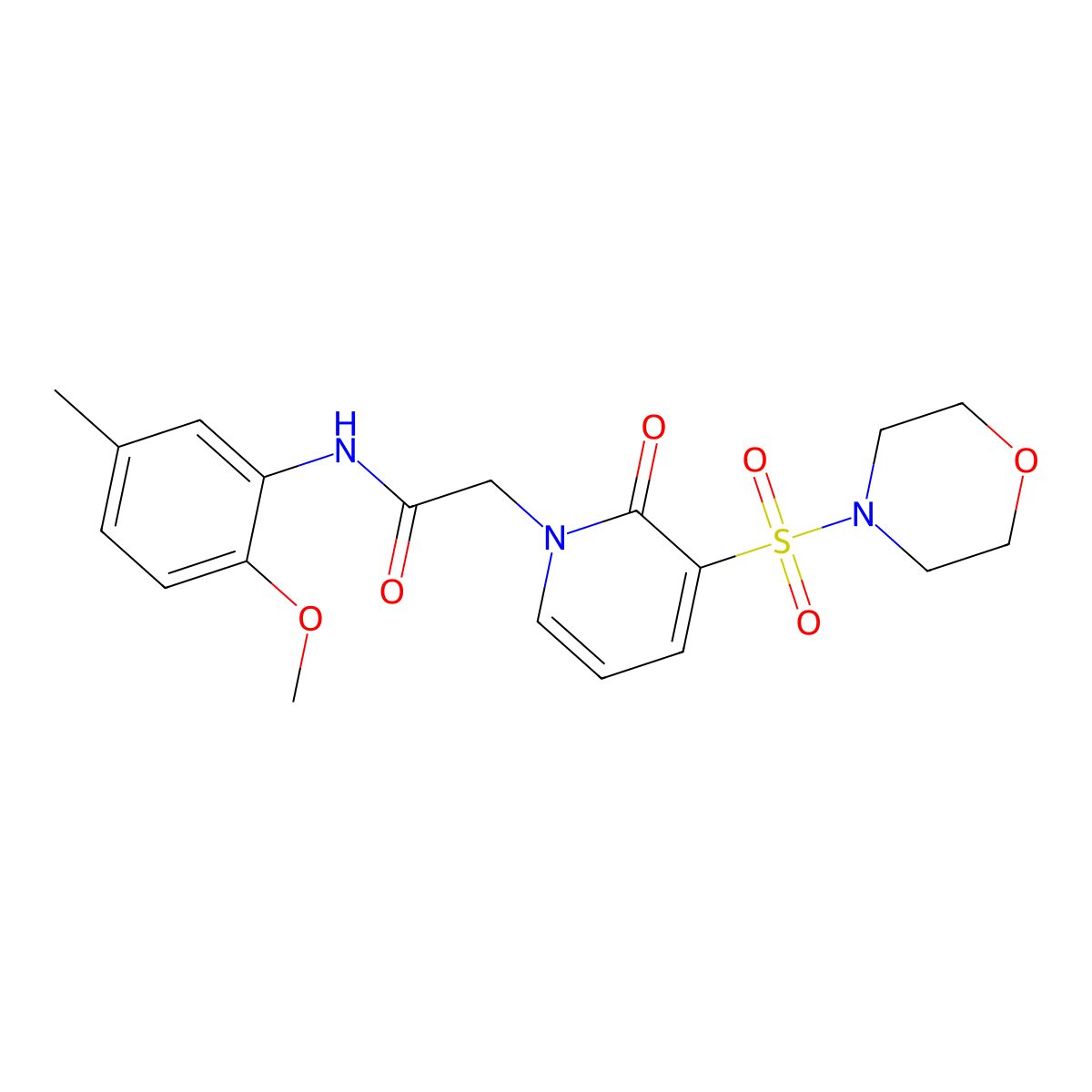N-(2-methoxy-5-methylphenyl)-2-(3-(morpholinosulfonyl)-2-oxopyridin-1(2H)-yl)acetamide molecular structure, CAS 1251687-26-9