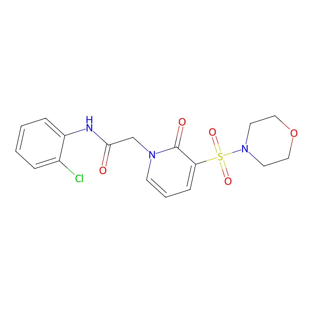 N-(2-chlorophenyl)-2-(3-(morpholinosulfonyl)-2-oxopyridin-1(2H)-yl)acetamide molecular structure, CAS 1251687-31-6