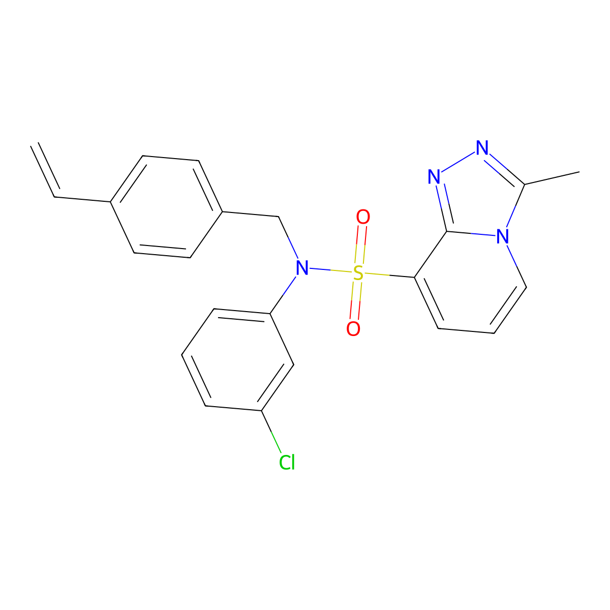 N-(3-chlorophenyl)-N-[(4-ethenylphenyl)methyl]-3-methyl-[1,2,4]triazolo[4,3-a]pyridine-8-sulfonamide molecular structure, CAS 1251687-33-8