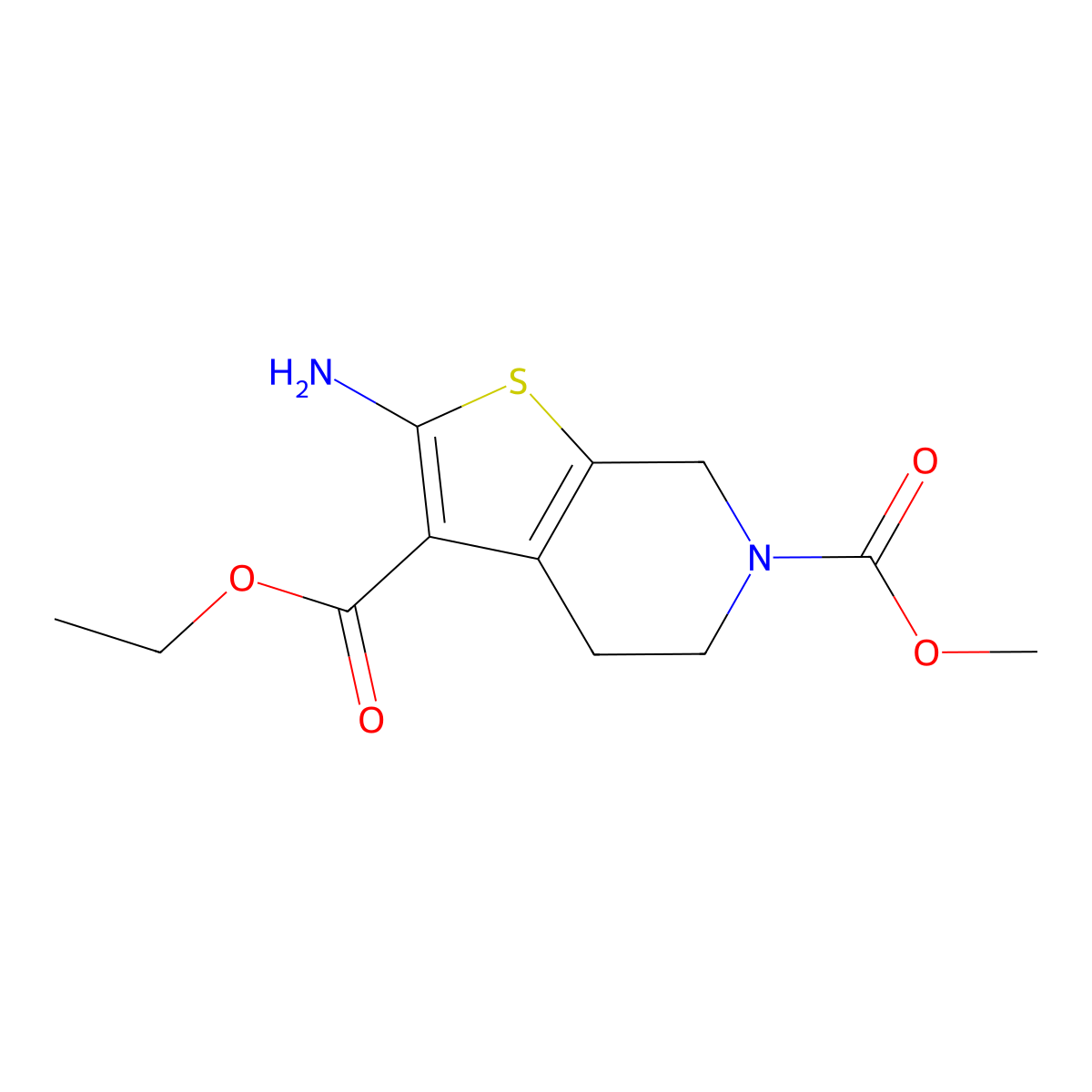 3-ethyl 6-methyl 2-amino-4,7-dihydrothieno[2,3-c]pyridine-3,6(5H)-dicarboxylate molecular structure, CAS 1251687-35-0