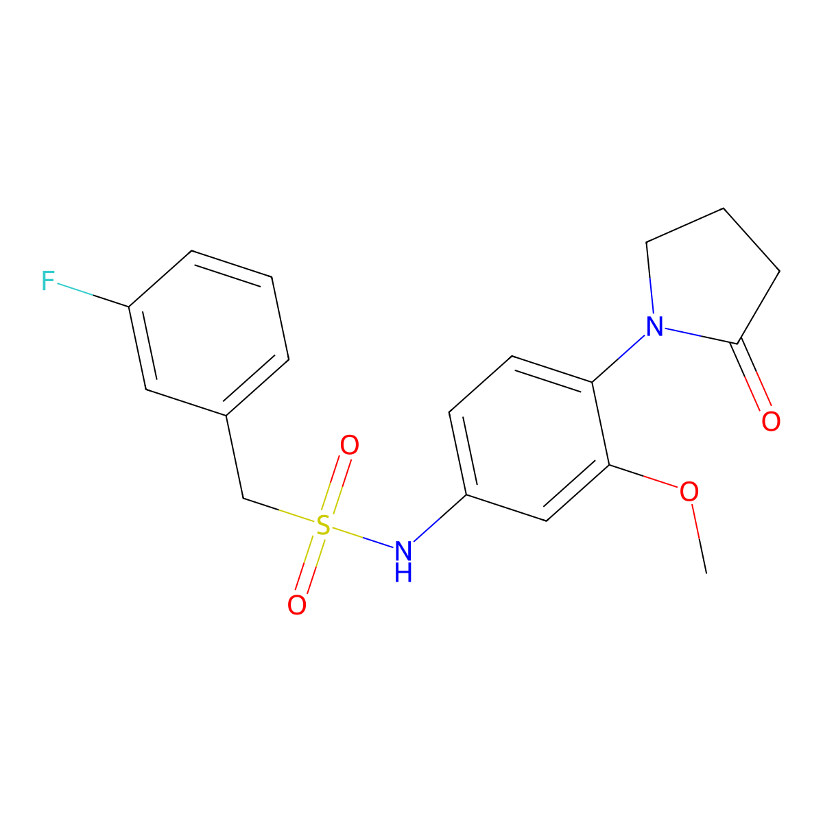 1-(3-fluorophenyl)-N-[3-methoxy-4-(2-oxopyrrolidin-1-yl)phenyl]methanesulfonamide molecular structure, CAS 1251687-40-7