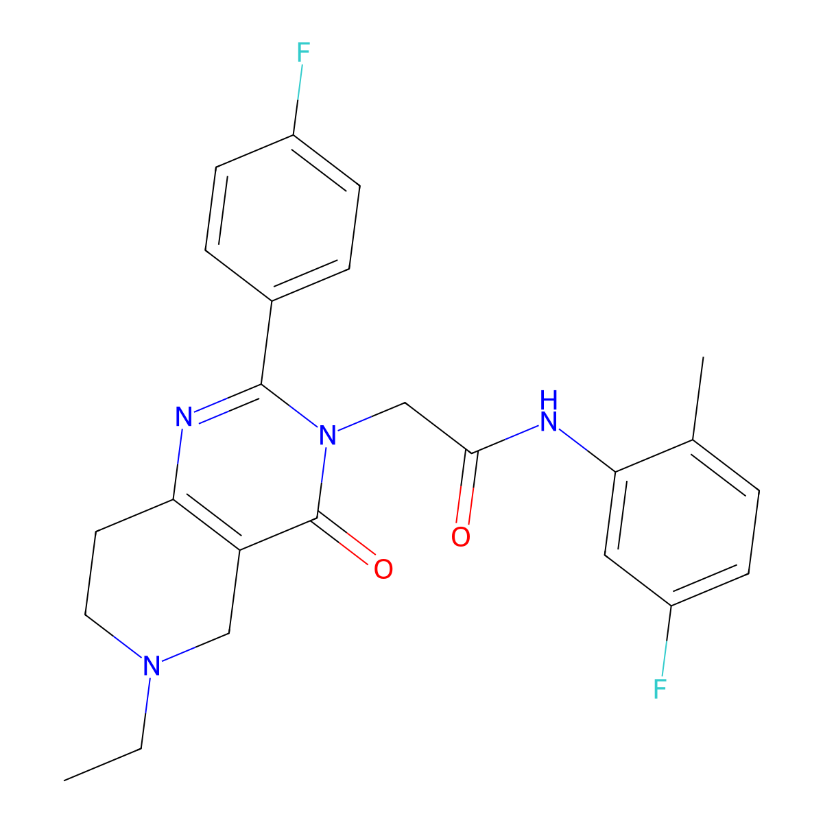 2-[6-ethyl-2-(4-fluorophenyl)-4-oxo-3H,4H,5H,6H,7H,8H-pyrido[4,3-d]pyrimidin-3-yl]-N-(5-fluoro-2-methylphenyl)acetamide molecular structure, CAS 1251687-41-8