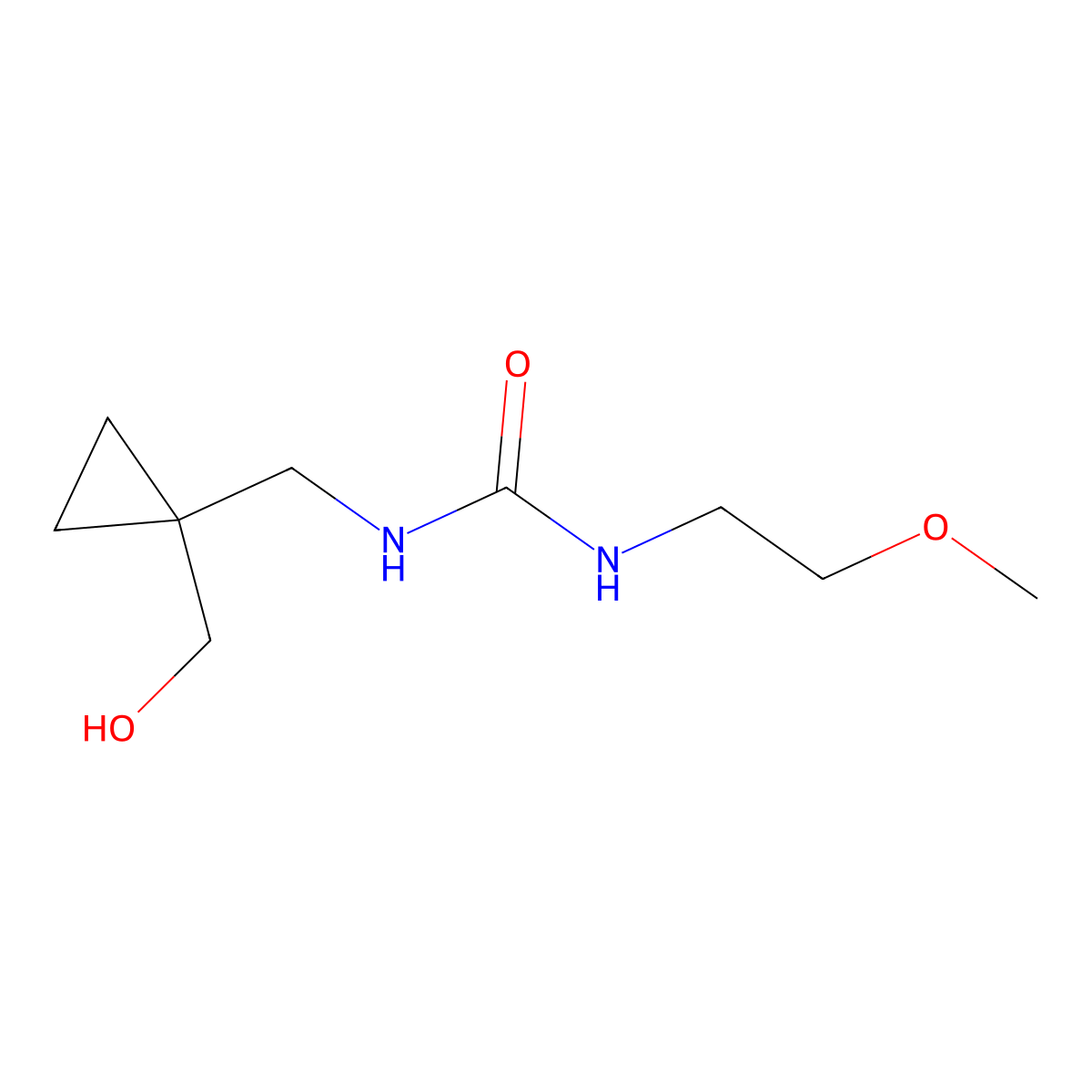 1-((1-(Hydroxymethyl)cyclopropyl)methyl)-3-(2-methoxyethyl)urea molecular structure, CAS 1251687-43-0