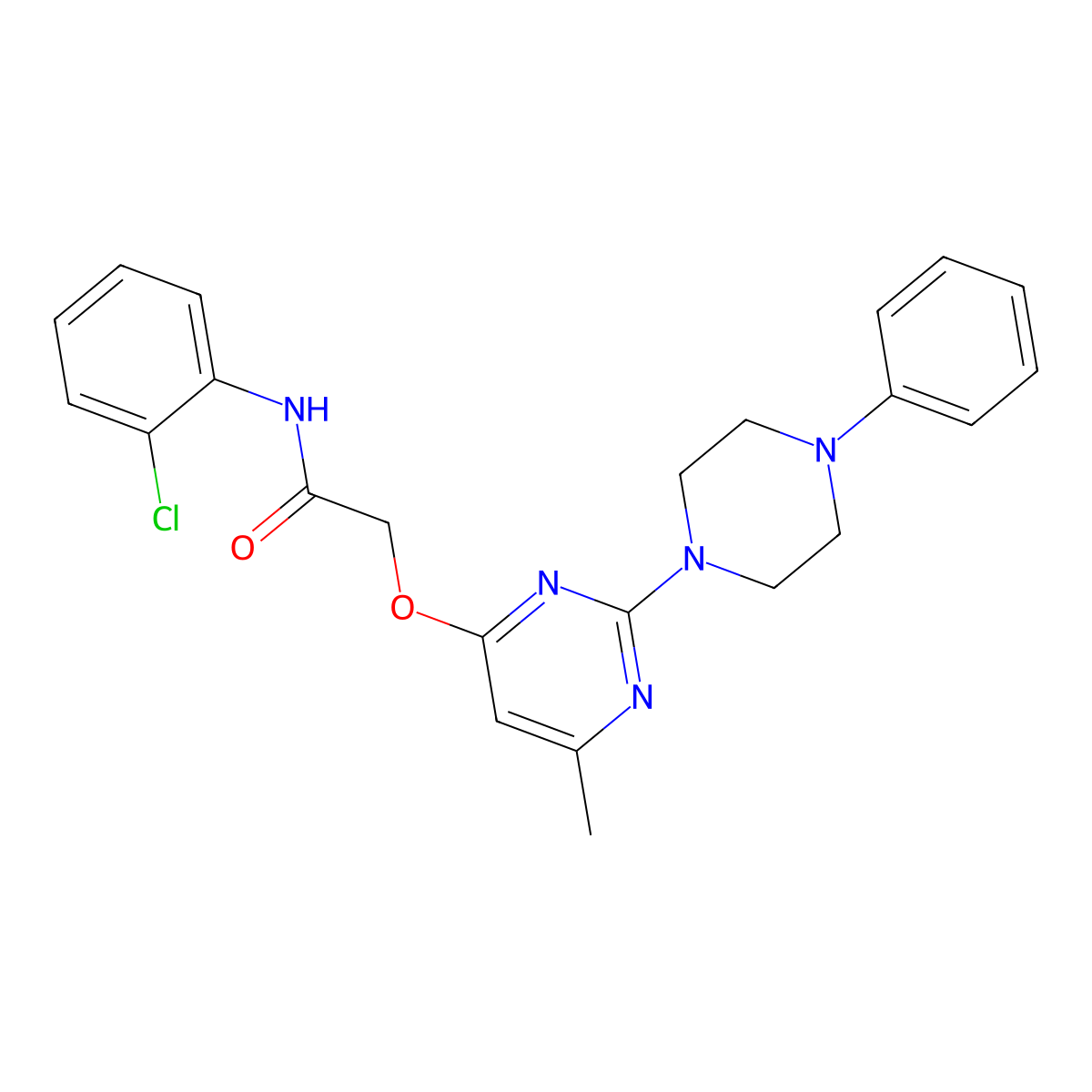 N-(2-chlorophenyl)-2-{[6-methyl-2-(4-phenylpiperazin-1-yl)pyrimidin-4-yl]oxy}acetamide molecular structure, CAS 1251687-48-5