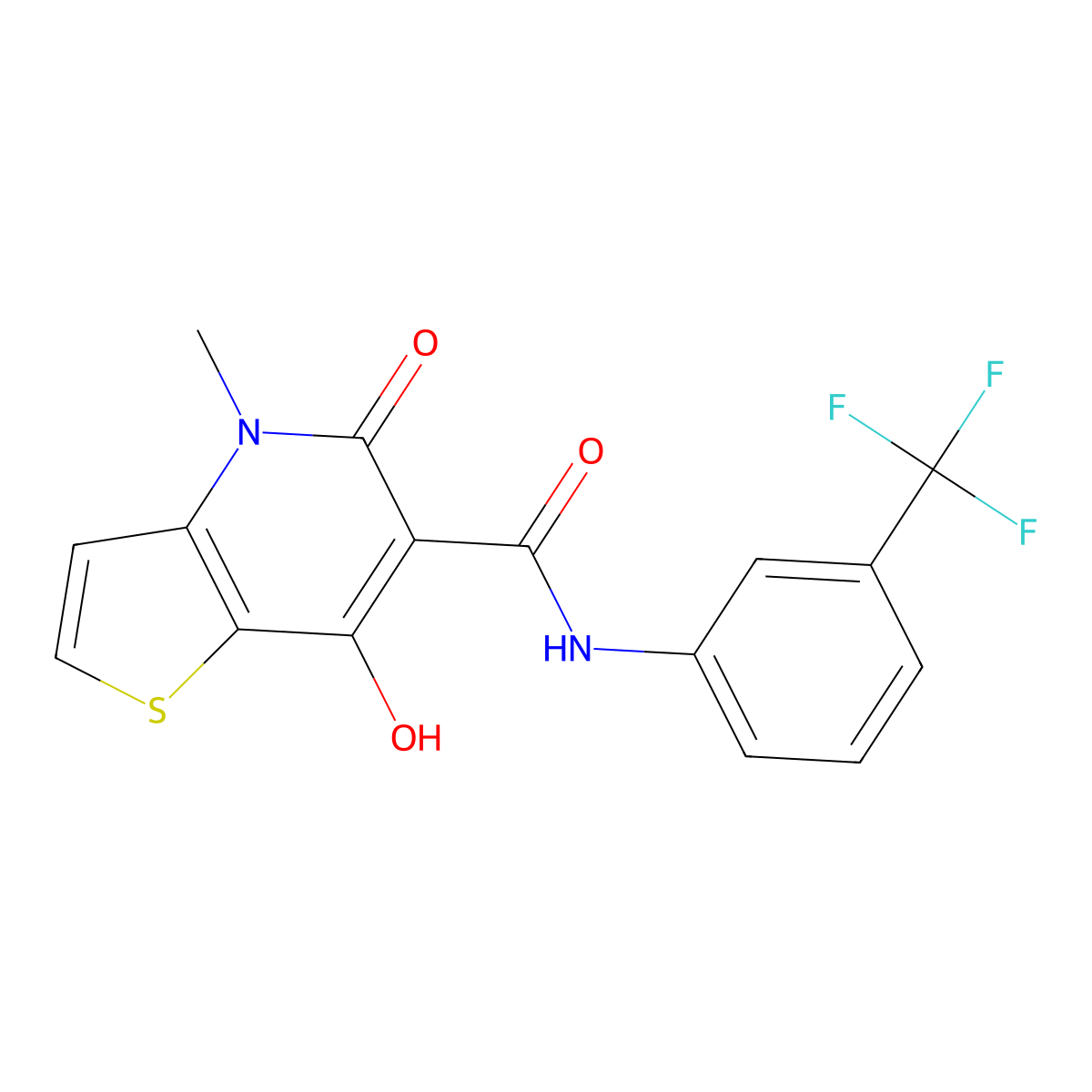 7-hydroxy-4-methyl-5-oxo-N-(3-(trifluoromethyl)phenyl)-4,5-dihydrothieno[3,2-b]pyridine-6-carboxamide molecular structure, CAS 1251687-50-9