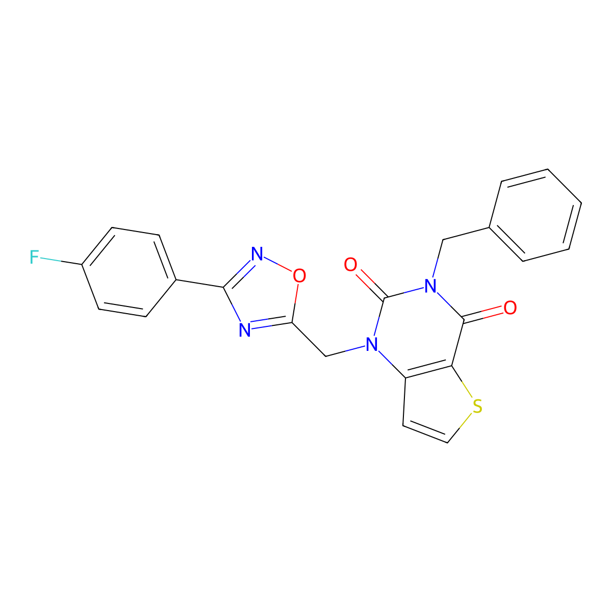 3-Benzyl-1-[[3-(4-fluorophenyl)-1,2,4-oxadiazol-5-yl]methyl]thieno[3,2-d]pyrimidine-2,4-dione molecular structure, CAS 1251687-52-1