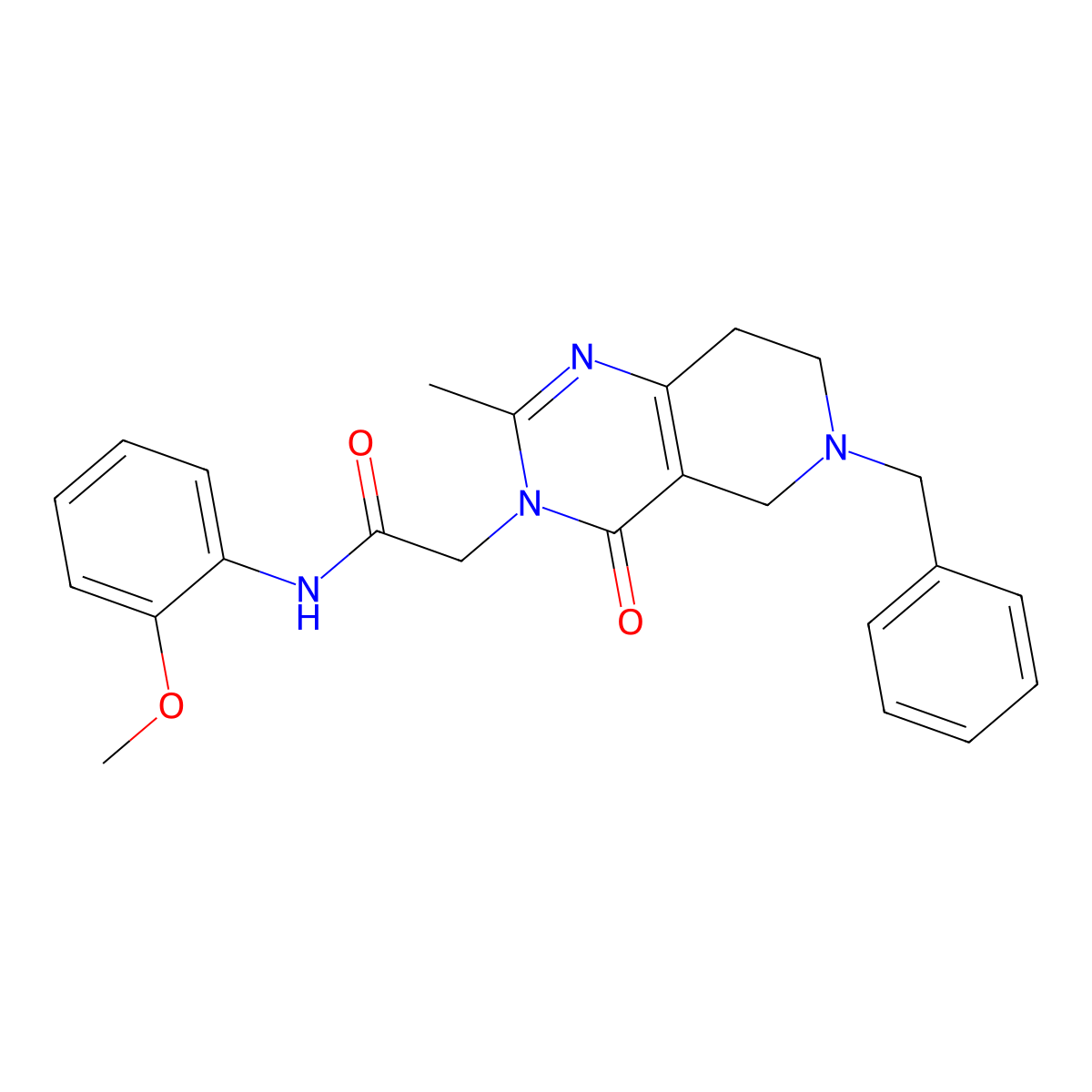 2-(6-benzyl-2-methyl-4-oxo-5,6,7,8-tetrahydropyrido[4,3-d]pyrimidin-3(4H)-yl)-N-(2-methoxyphenyl)acetamide molecular structure, CAS 1251687-58-7
