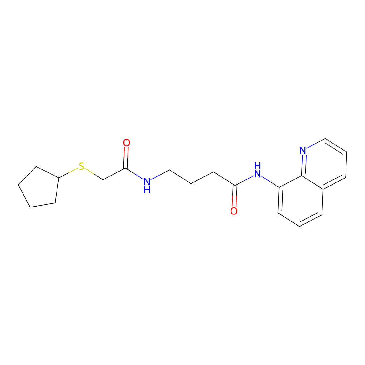 4-(2-(cyclopentylthio)acetamido)-N-(quinolin-8-yl)butanamide molecular structure, CAS 1251687-60-1