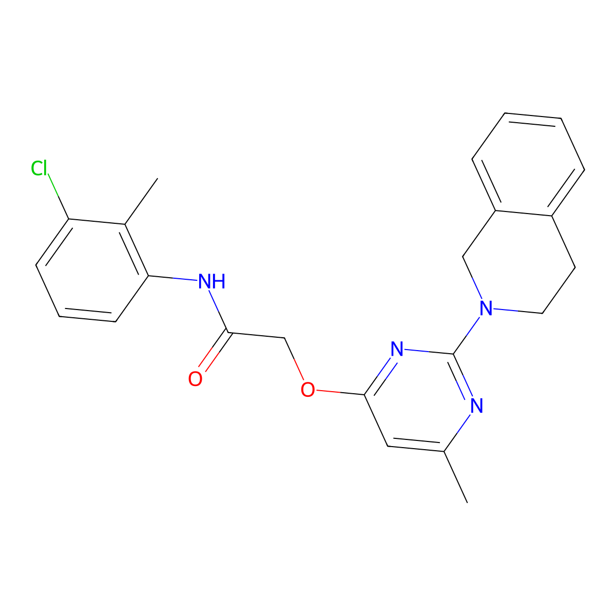 N-(3-chloro-2-methylphenyl)-2-{[2-(3,4-dihydroisoquinolin-2(1H)-yl)-6-methylpyrimidin-4-yl]oxy}acetamide molecular structure, CAS 1251687-65-6