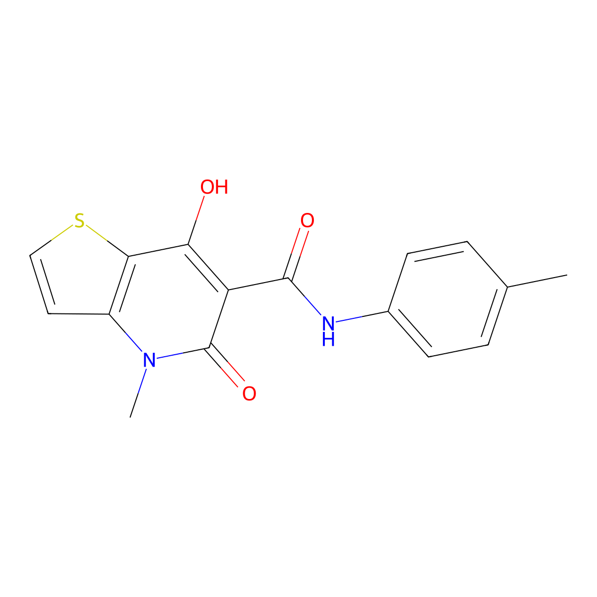 7-hydroxy-4-methyl-N-(4-methylphenyl)-5-oxo-4H,5H-thieno[3,2-b]pyridine-6-carboxamide molecular structure, CAS 1251687-70-3