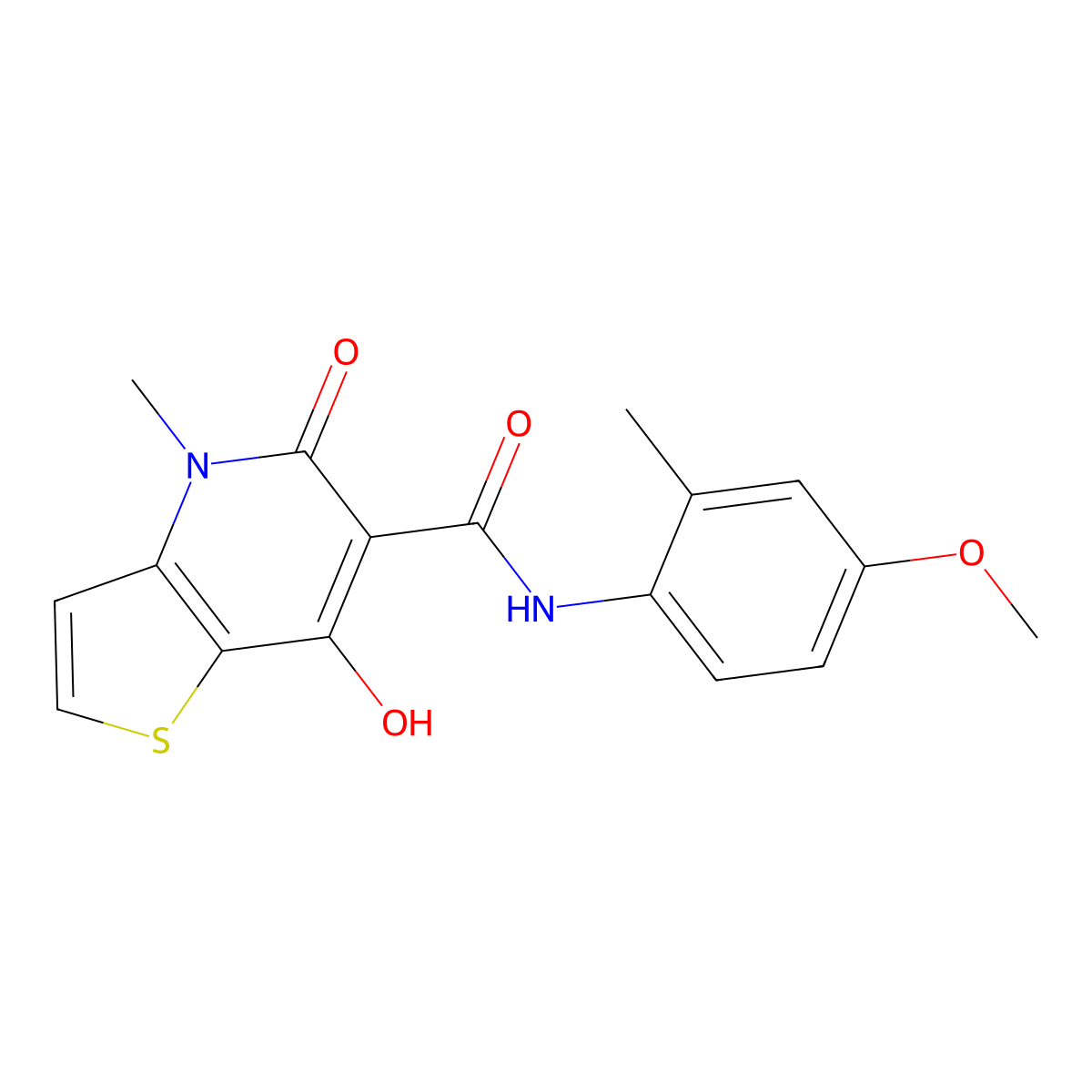 7-hydroxy-N-(4-methoxy-2-methylphenyl)-4-methyl-5-oxo-4,5-dihydrothieno[3,2-b]pyridine-6-carboxamide molecular structure, CAS 1251687-74-7