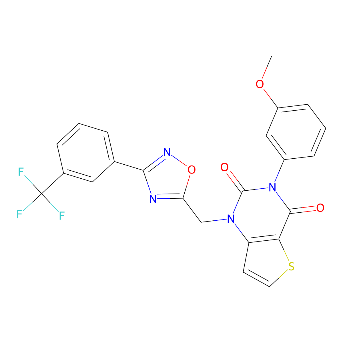 3-(3-methoxyphenyl)-1-({3-[3-(trifluoromethyl)phenyl]-1,2,4-oxadiazol-5-yl}methyl)-1H,2H,3H,4H-thieno[3,2-d]pyrimidine-2,4-dione molecular structure, CAS 1251687-77-0