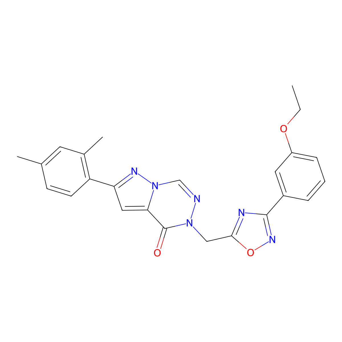2-(2,4-dimethylphenyl)-5-{[3-(3-ethoxyphenyl)-1,2,4-oxadiazol-5-yl]methyl}-4H,5H-pyrazolo[1,5-d][1,2,4]triazin-4-one molecular structure, CAS 1251687-78-1
