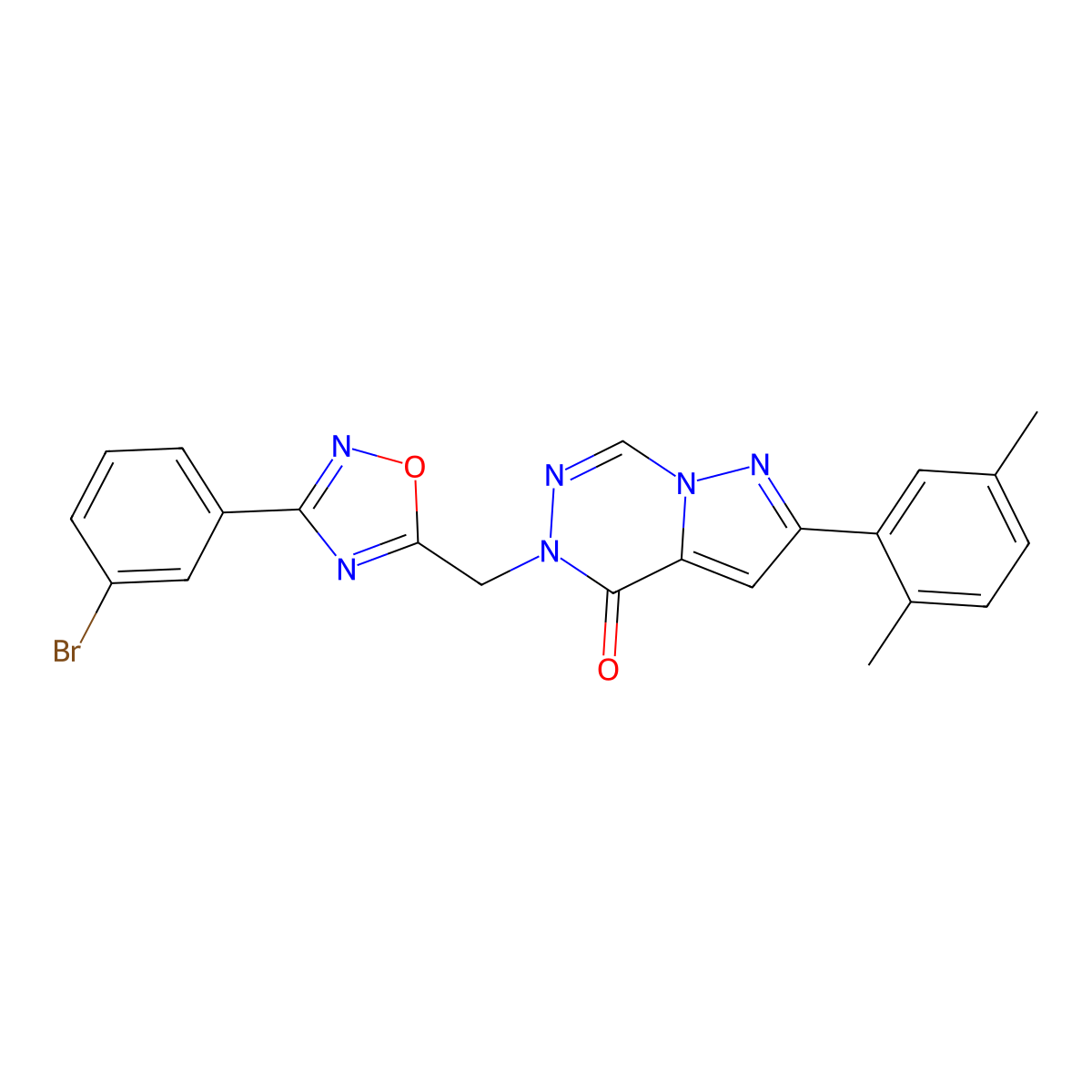5-[[3-(3-Bromophenyl)-1,2,4-oxadiazol-5-yl]methyl]-2-(2,5-dimethylphenyl)pyrazolo[1,5-d][1,2,4]triazin-4-one molecular structure, CAS 1251687-85-0