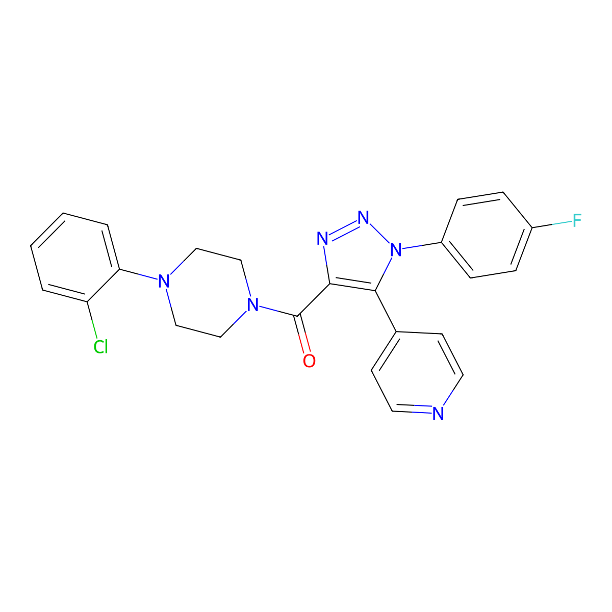 1-(2-chlorophenyl)-4-[1-(4-fluorophenyl)-5-(pyridin-4-yl)-1H-1,2,3-triazole-4-carbonyl]piperazine molecular structure, CAS 1251687-91-8
