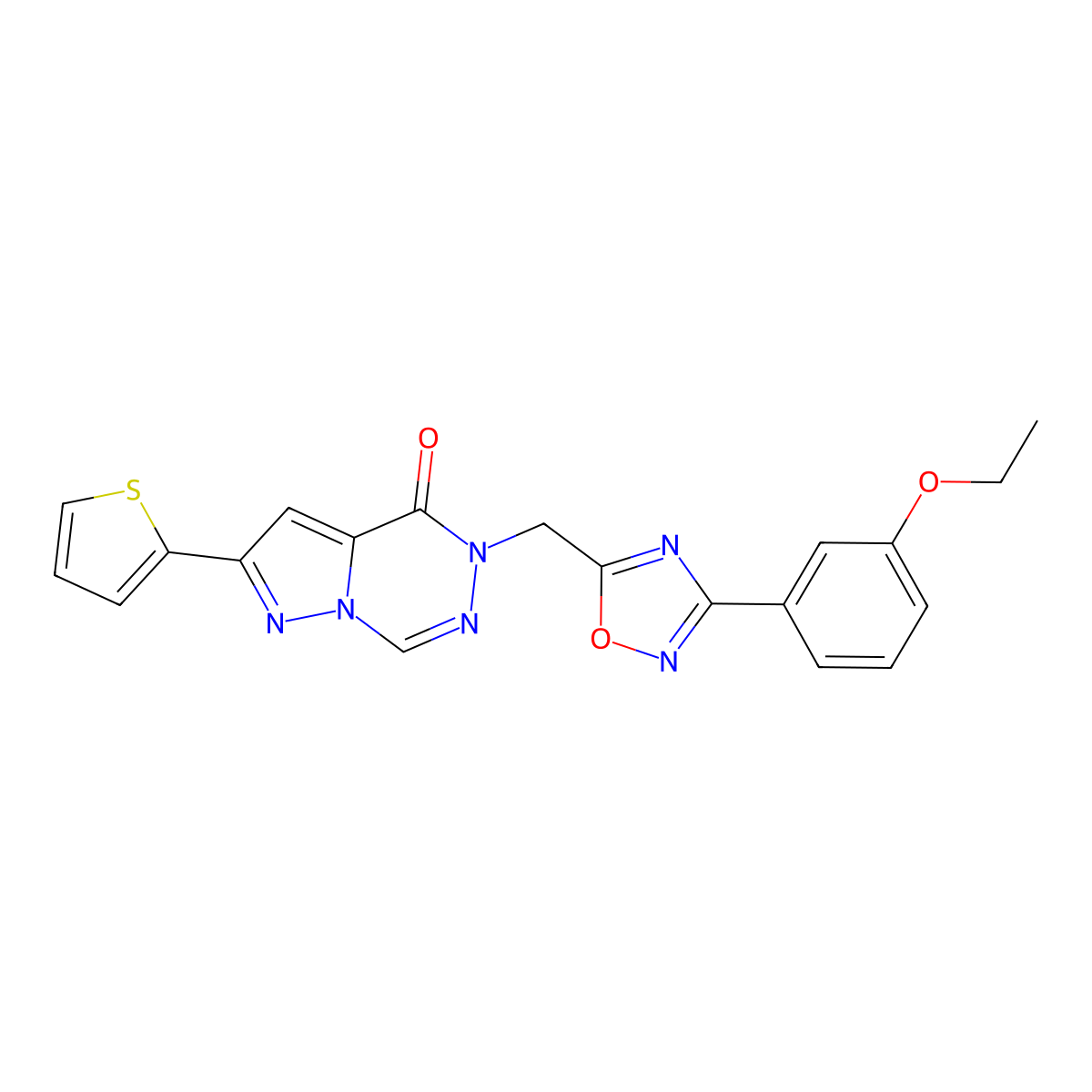 5-{[3-(3-ethoxyphenyl)-1,2,4-oxadiazol-5-yl]methyl}-2-(thiophen-2-yl)-4H,5H-pyrazolo[1,5-d][1,2,4]triazin-4-one molecular structure, CAS 1251687-93-0