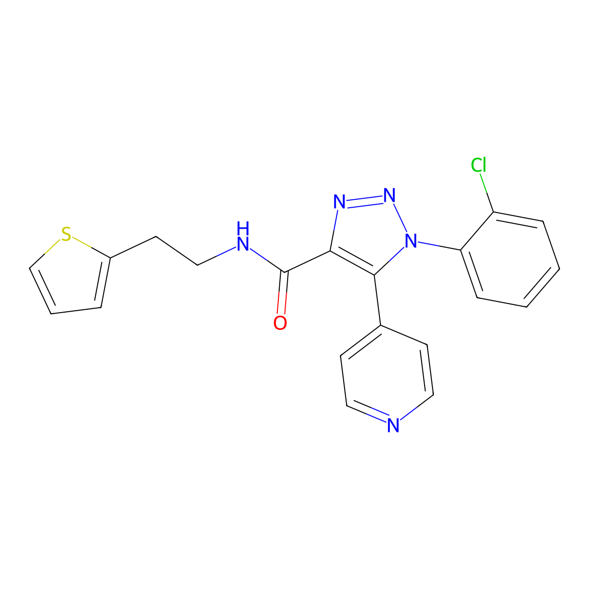 1-(2-chlorophenyl)-5-(pyridin-4-yl)-N-[2-(thiophen-2-yl)ethyl]-1H-1,2,3-triazole-4-carboxamide molecular structure, CAS 1251687-97-4