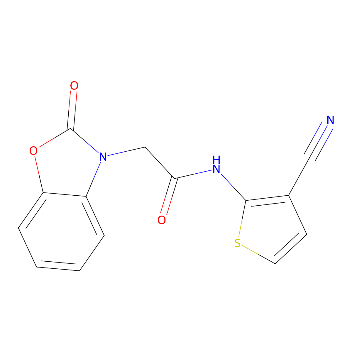 N-(3-cyanothiophen-2-yl)-2-(2-oxobenzo[d]oxazol-3(2H)-yl)acetamide molecular structure, CAS 1251687-98-5