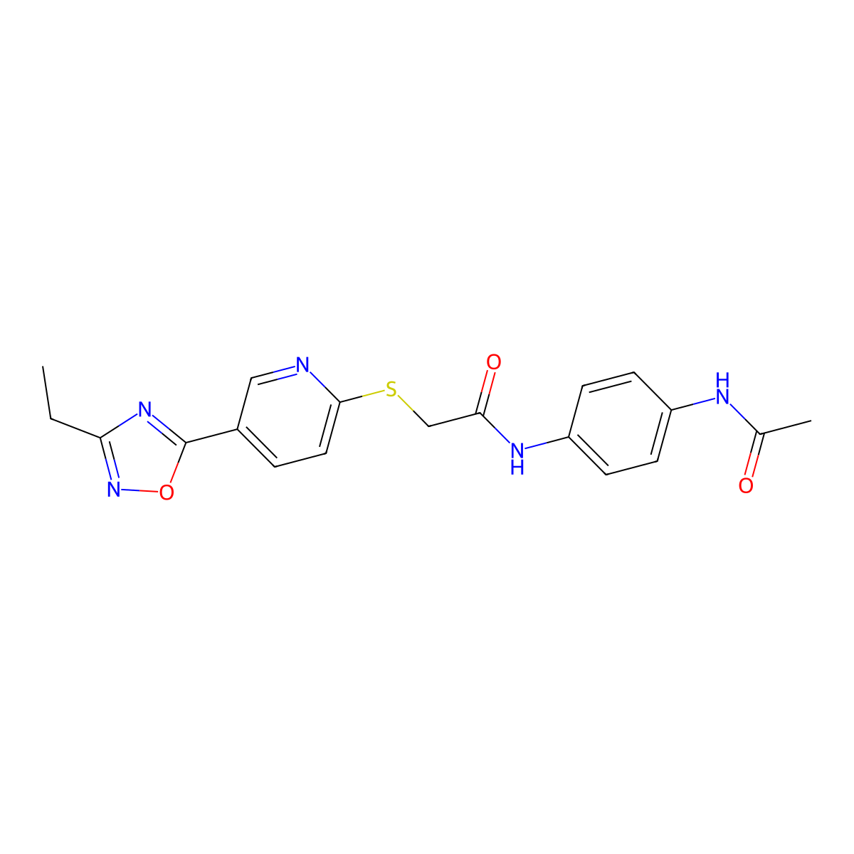N-(4-acetamidophenyl)-2-{[5-(3-ethyl-1,2,4-oxadiazol-5-yl)pyridin-2-yl]sulfanyl}acetamide molecular structure, CAS 1251687-99-6