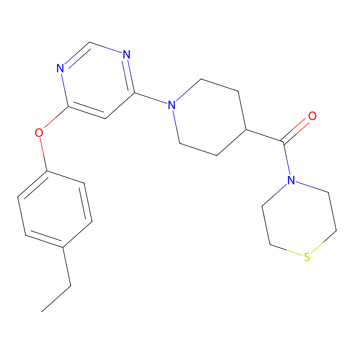 (1-(6-(4-Ethylphenoxy)pyrimidin-4-yl)piperidin-4-yl)(thiomorpholino)methanone molecular structure, CAS 1251688-01-3