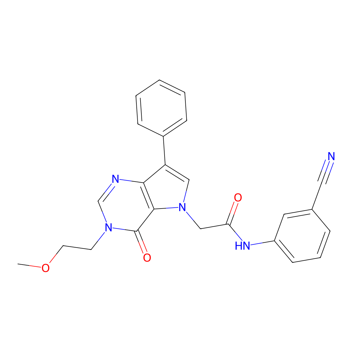N-(3-cyanophenyl)-2-[3-(2-methoxyethyl)-4-oxo-7-phenyl-3,4-dihydro-5H-pyrrolo[3,2-d]pyrimidin-5-yl]acetamide molecular structure, CAS 1251688-03-5