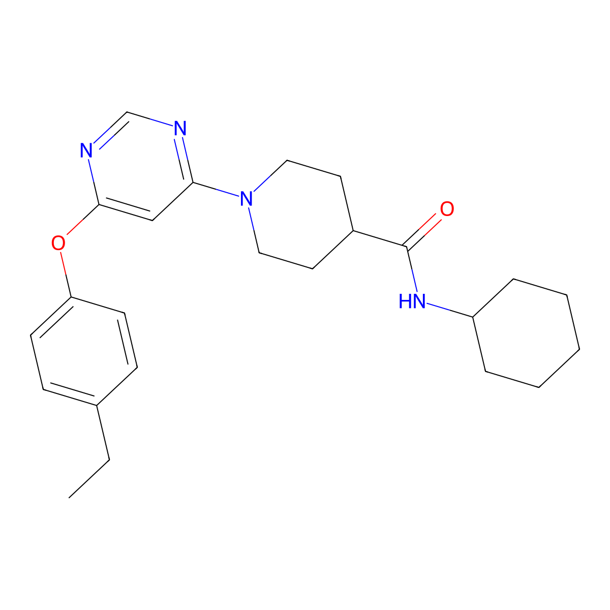 N-cyclohexyl-1-[6-(4-ethylphenoxy)pyrimidin-4-yl]piperidine-4-carboxamide molecular structure, CAS 1251688-06-8
