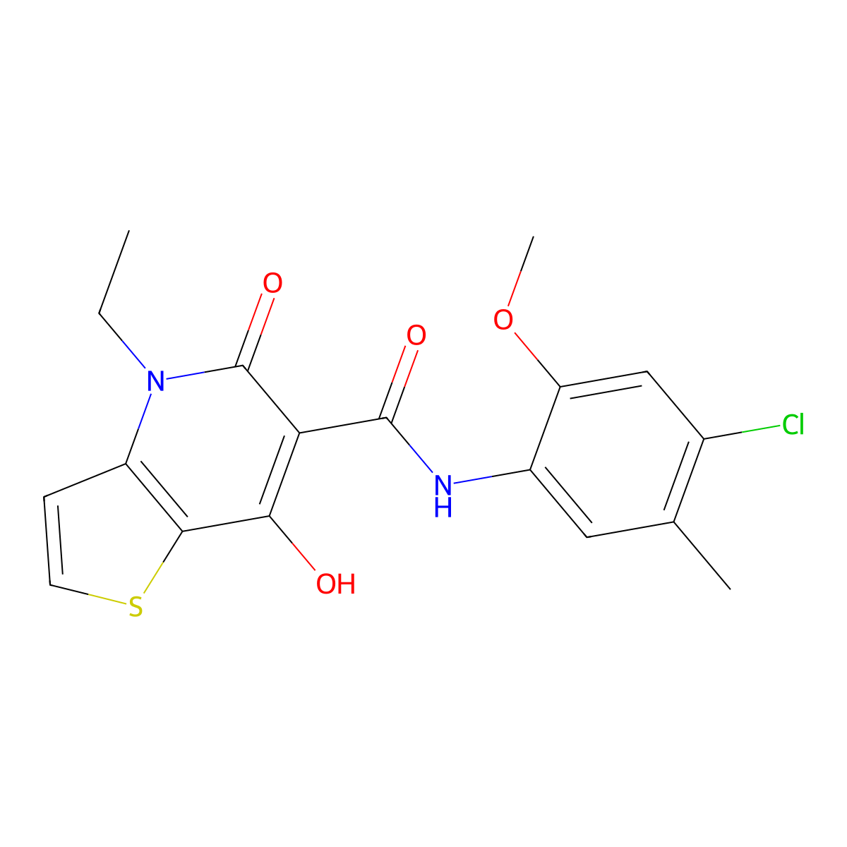 N-(4-chloro-2-methoxy-5-methylphenyl)-4-ethyl-7-hydroxy-5-oxo-4,5-dihydrothieno[3,2-b]pyridine-6-carboxamide molecular structure, CAS 1251688-09-1