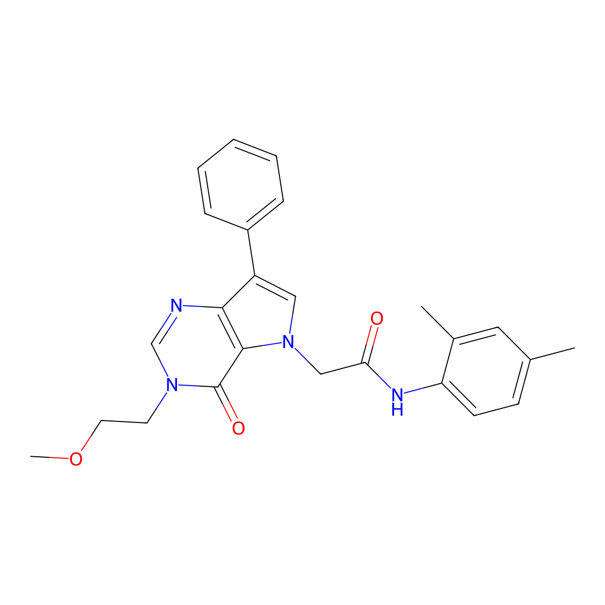 N-(2,4-dimethylphenyl)-2-[3-(2-methoxyethyl)-4-oxo-7-phenyl-3,4-dihydro-5H-pyrrolo[3,2-d]pyrimidin-5-yl]acetamide molecular structure, CAS 1251688-11-5