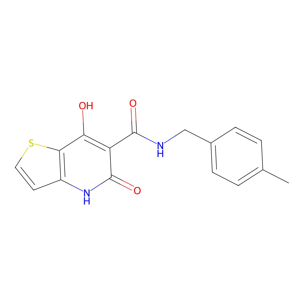 7-hydroxy-N-(4-methylbenzyl)-5-oxo-4,5-dihydrothieno[3,2-b]pyridine-6-carboxamide molecular structure, CAS 1251688-15-9