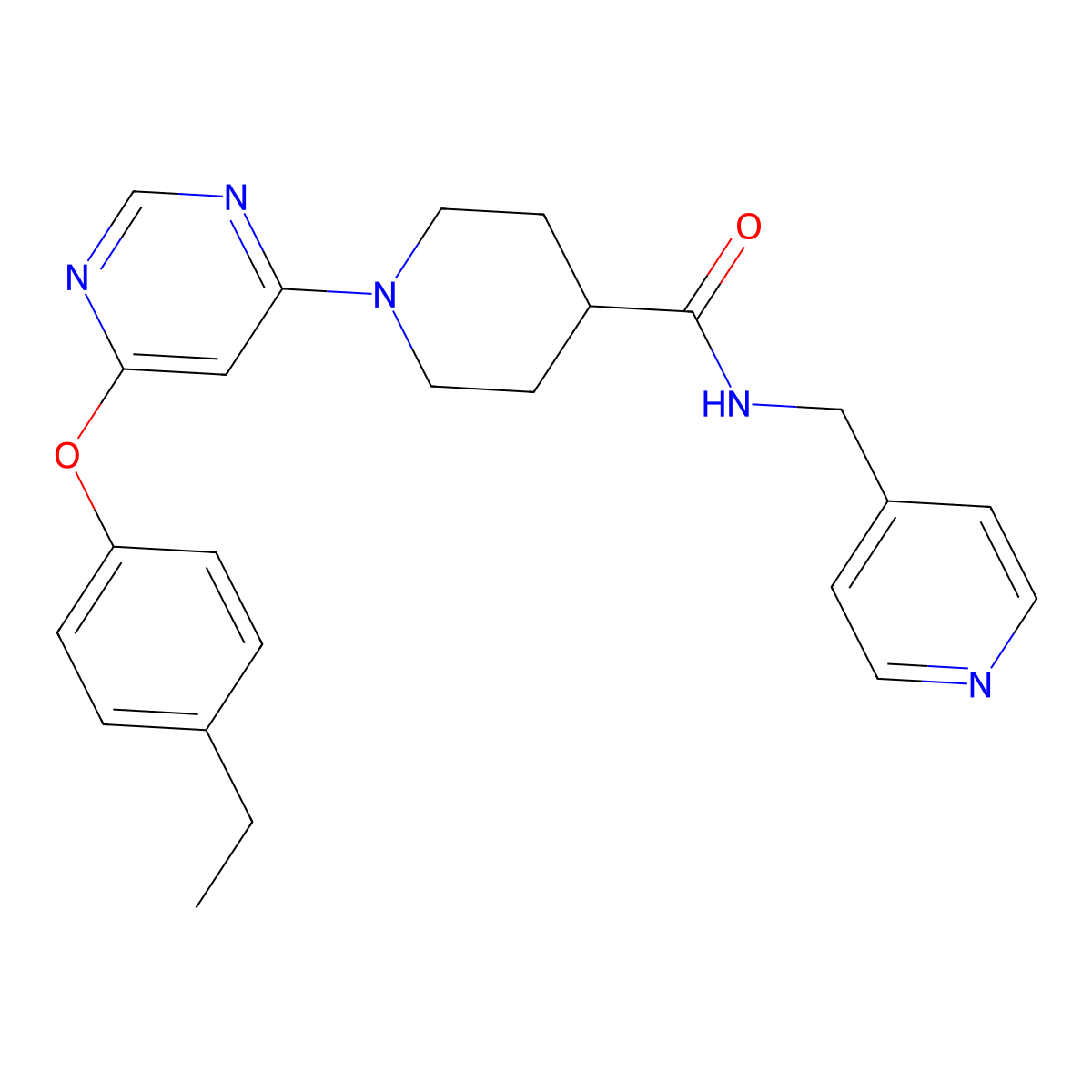 1-[6-(4-ethylphenoxy)pyrimidin-4-yl]-N-(pyridin-4-ylmethyl)piperidine-4-carboxamide molecular structure, CAS 1251688-16-0