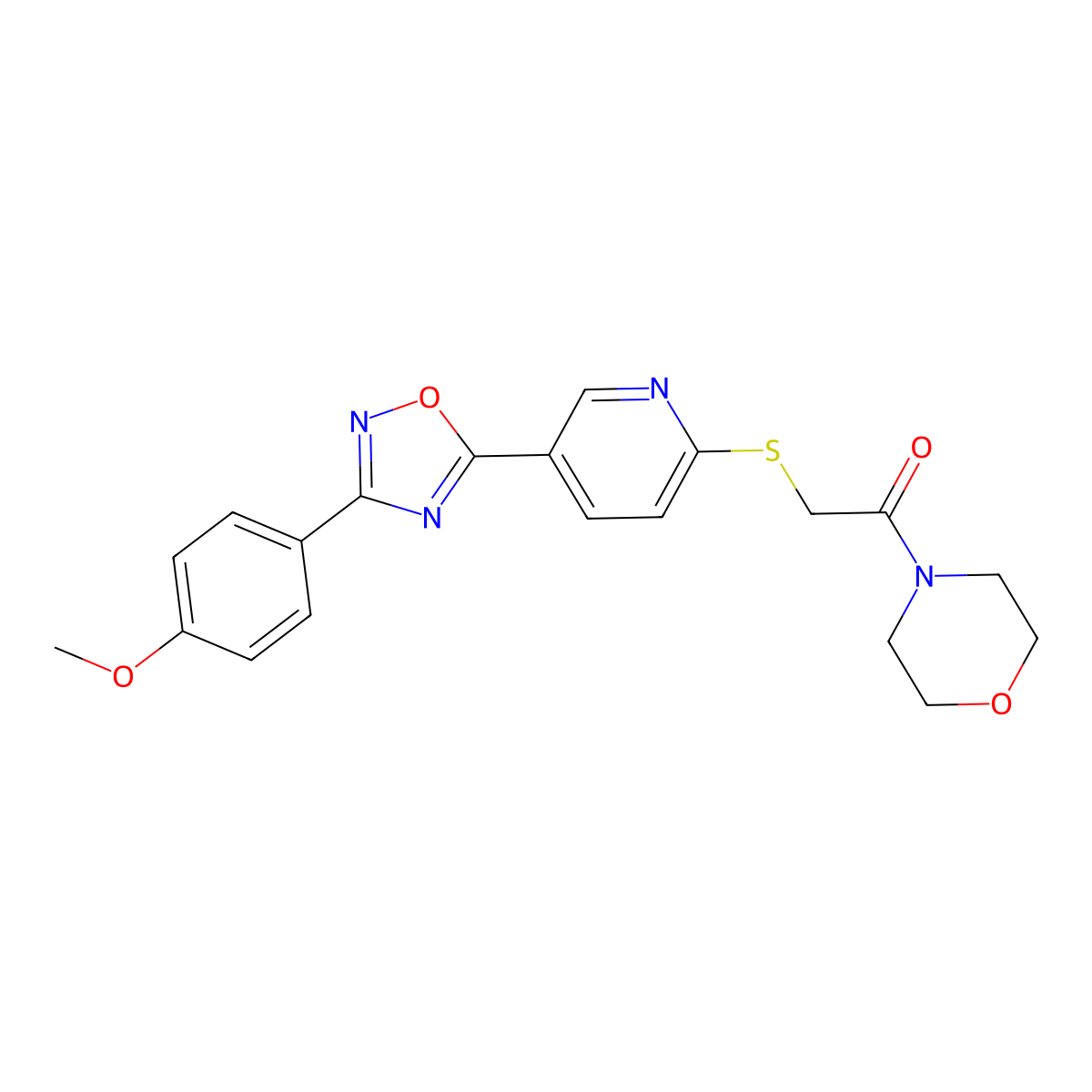 2-({5-[3-(4-Methoxyphenyl)-1,2,4-oxadiazol-5-yl]pyridin-2-yl}sulfanyl)-1-(morpholin-4-yl)ethan-1-one molecular structure, CAS 1251688-17-1