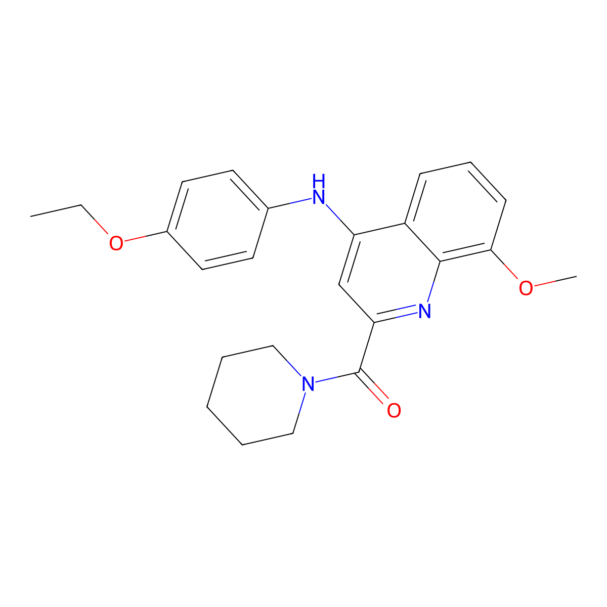 N-(4-ethoxyphenyl)-8-methoxy-2-(piperidine-1-carbonyl)quinolin-4-amine molecular structure, CAS 1251688-22-8