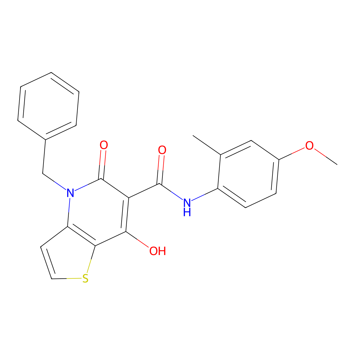 4-benzyl-7-hydroxy-N-(4-methoxy-2-methylphenyl)-5-oxo-4H,5H-thieno[3,2-b]pyridine-6-carboxamide molecular structure, CAS 1251688-24-0
