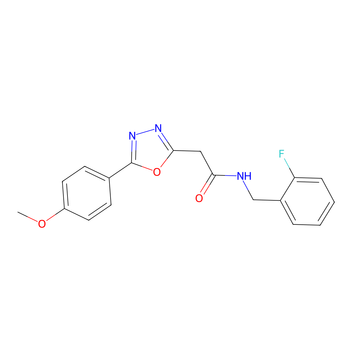 N-(2-fluorobenzyl)-2-(5-(4-methoxyphenyl)-1,3,4-oxadiazol-2-yl)acetamide molecular structure, CAS 1251688-26-2