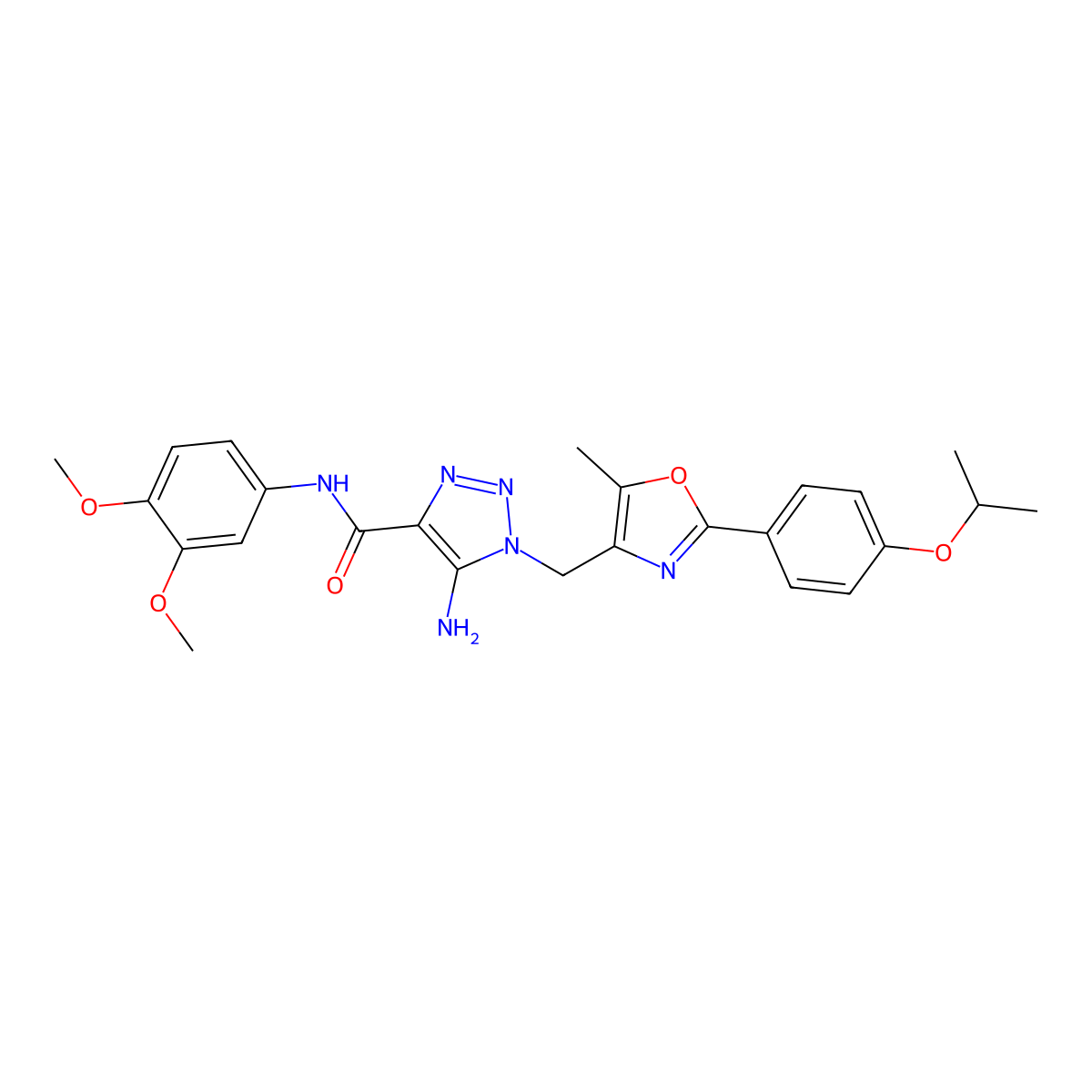 5-amino-N-(3,4-dimethoxyphenyl)-1-((2-(4-isopropoxyphenyl)-5-methyloxazol-4-yl)methyl)-1H-1,2,3-triazole-4-carboxamide molecular structure, CAS 1251688-29-5
