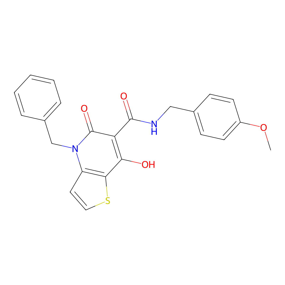 4-benzyl-7-hydroxy-N-[(4-methoxyphenyl)methyl]-5-oxo-4H,5H-thieno[3,2-b]pyridine-6-carboxamide molecular structure, CAS 1251688-34-2