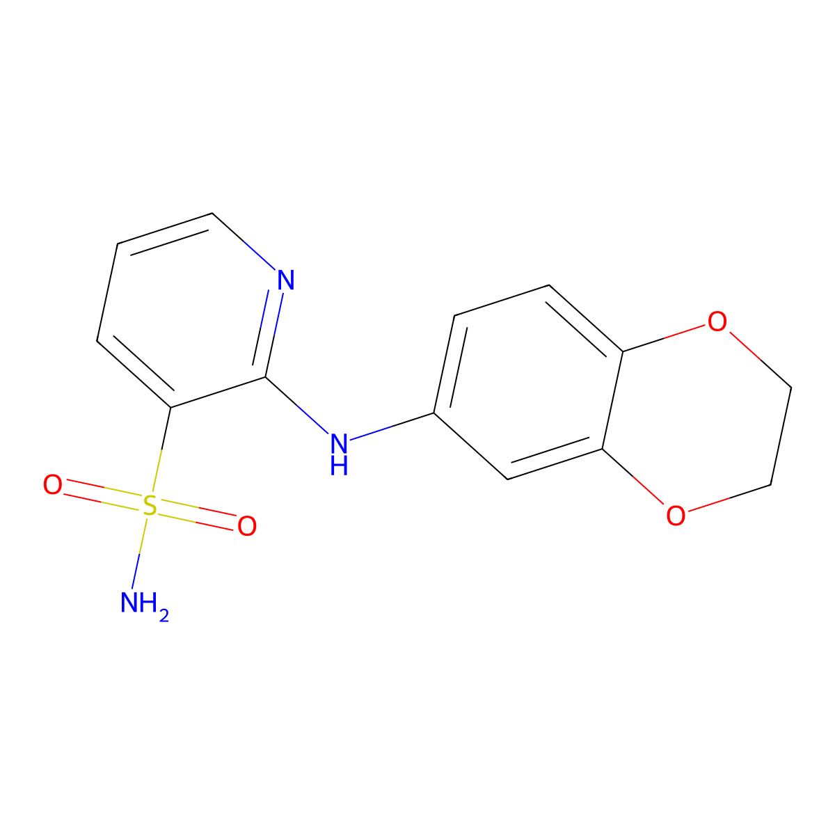 2-(2,3-Dihydro-1,4-benzodioxin-6-ylamino)pyridine-3-sulfonamide molecular structure, CAS 1251688-40-0