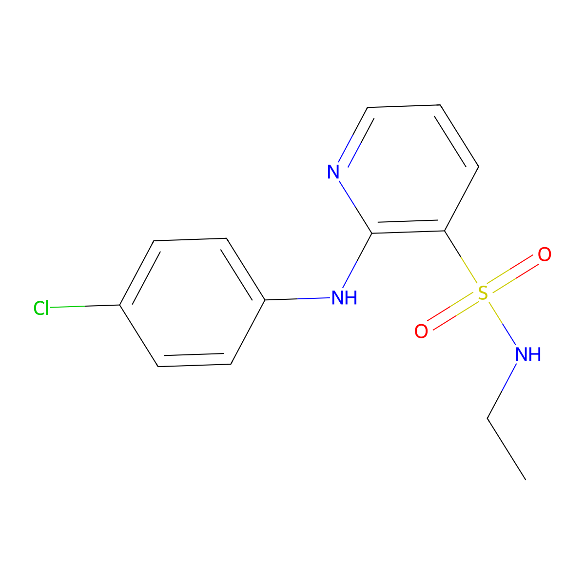 2-[(4-chlorophenyl)amino]-N-ethylpyridine-3-sulfonamide molecular structure, CAS 1251688-43-3