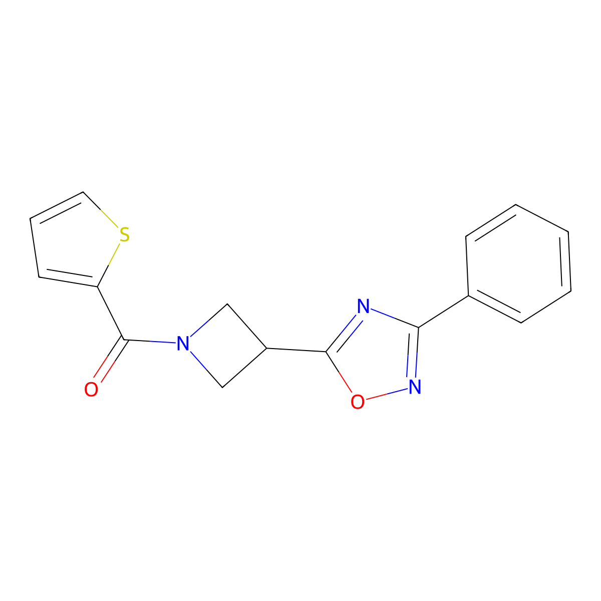 (3-(3-Phenyl-1,2,4-oxadiazol-5-yl)azetidin-1-yl)(thiophen-2-yl)methanone molecular structure, CAS 1251688-45-5