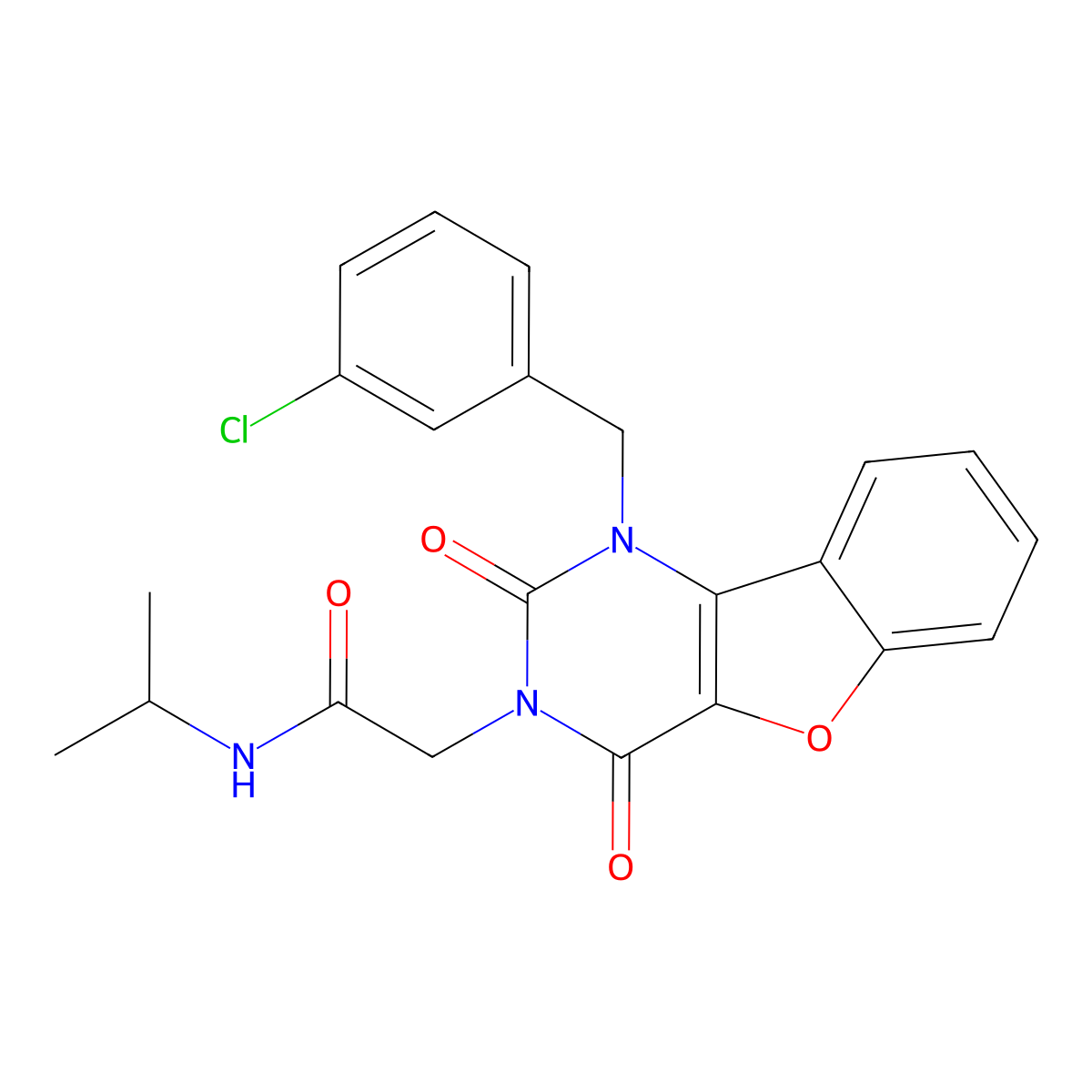 2-(1-(3-chlorobenzyl)-2,4-dioxo-1,2-dihydrobenzofuro[3,2-d]pyrimidin-3(4H)-yl)-N-isopropylacetamide molecular structure, CAS 1251688-51-3