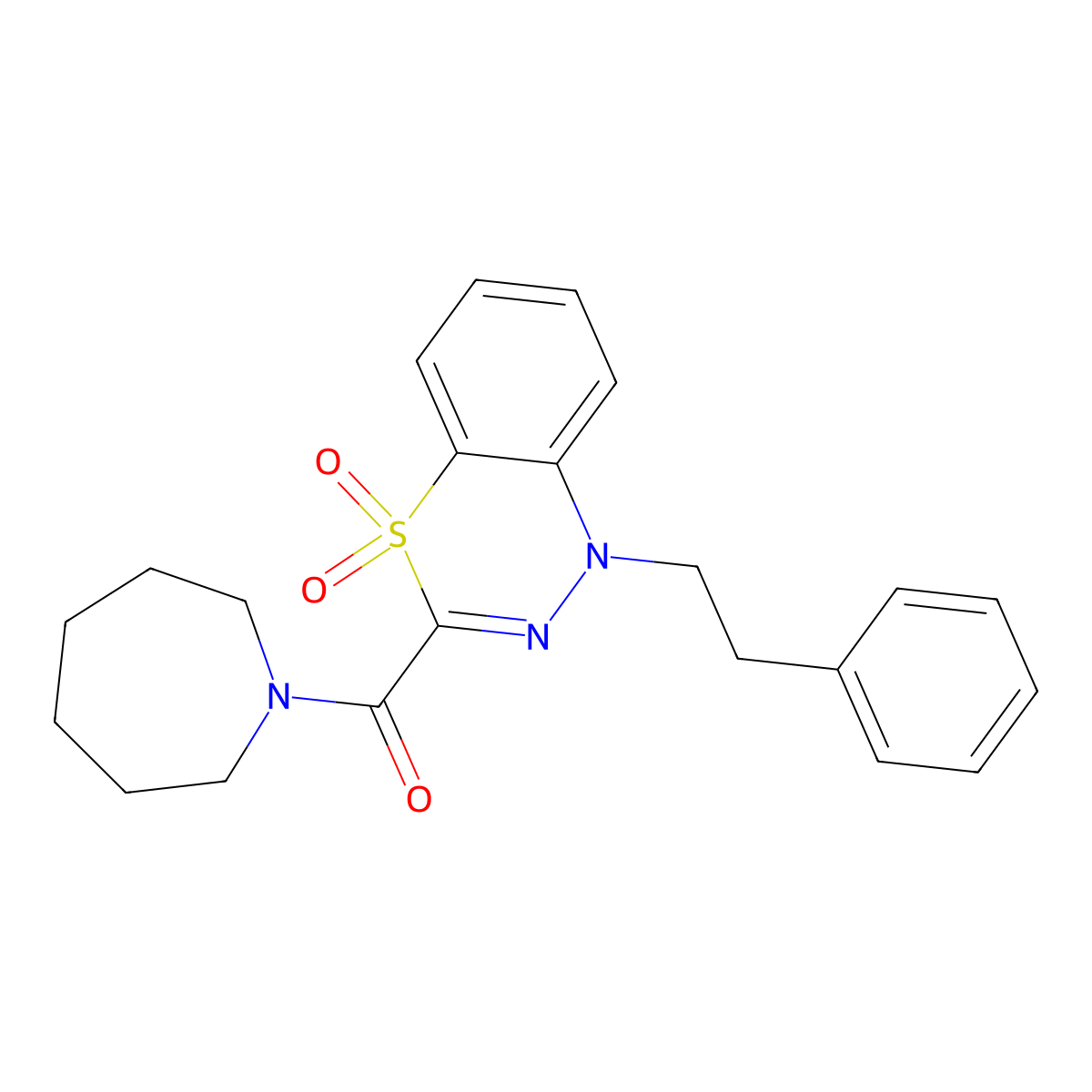 3-(azepane-1-carbonyl)-1-(2-phenylethyl)-1H-4lambda6,1,2-benzothiadiazine-4,4-dione molecular structure, CAS 1251688-70-6