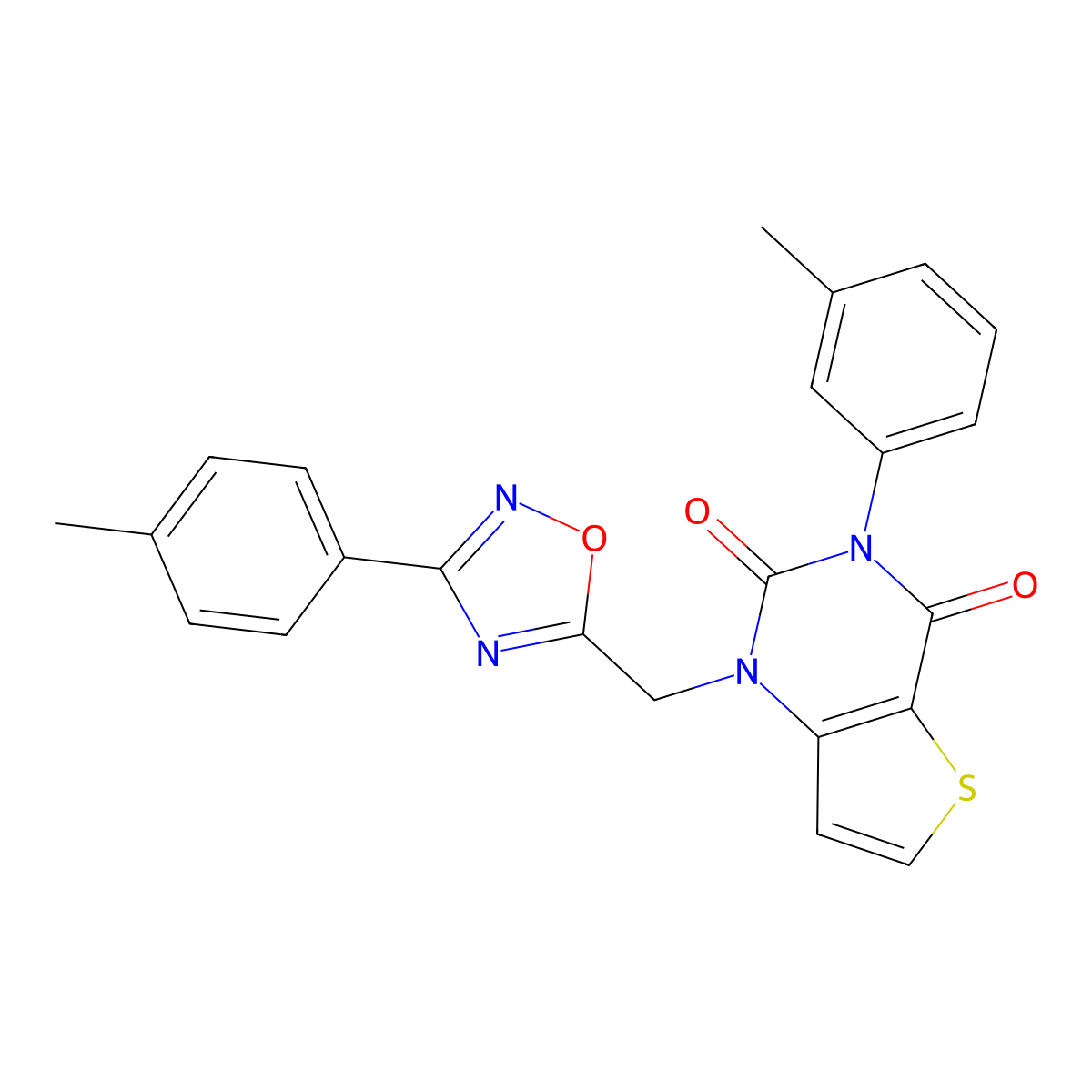 3-(3-methylphenyl)-1-{[3-(4-methylphenyl)-1,2,4-oxadiazol-5-yl]methyl}-1H,2H,3H,4H-thieno[3,2-d]pyrimidine-2,4-dione molecular structure, CAS 1251688-73-9