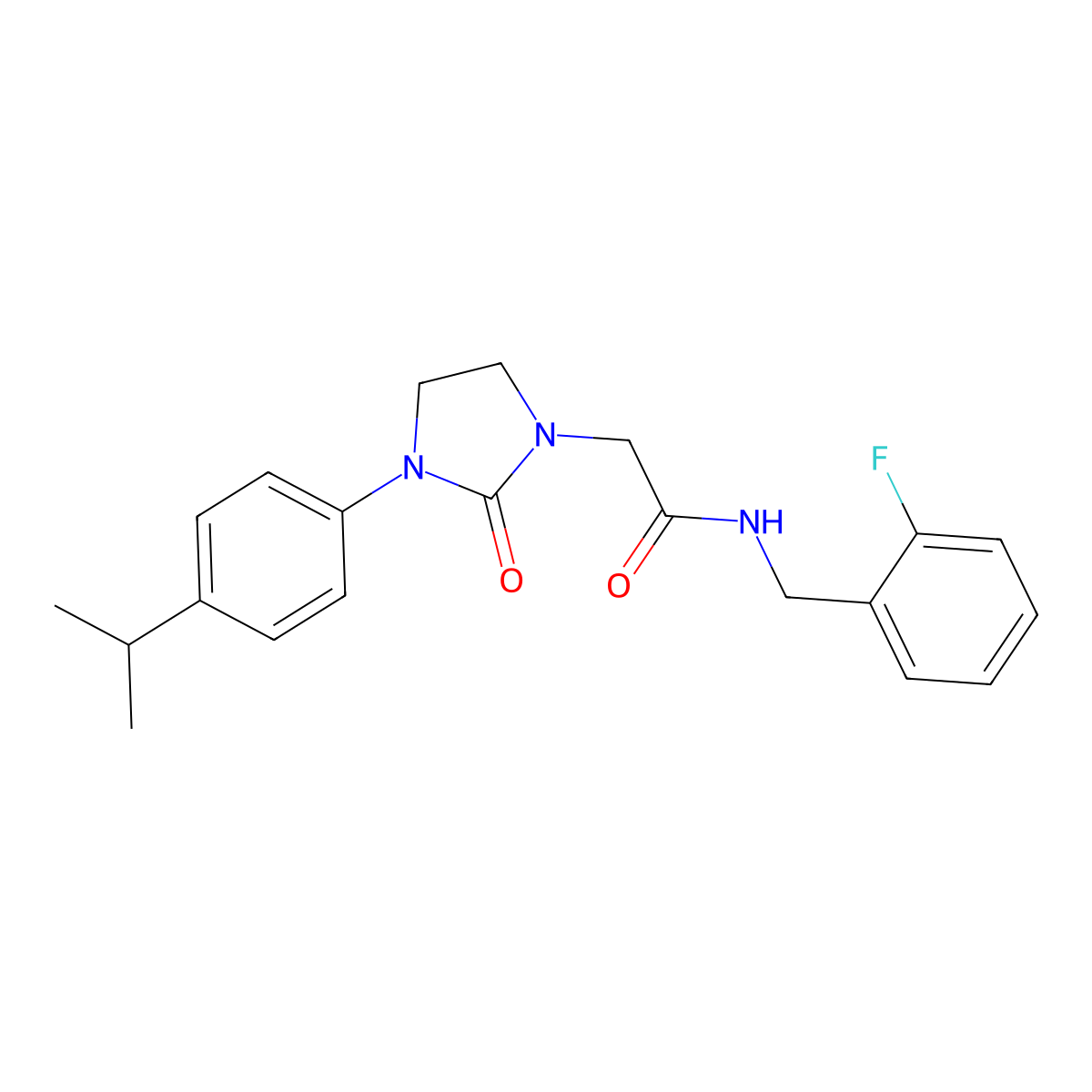 N-(2-fluorobenzyl)-2-(3-(4-isopropylphenyl)-2-oxoimidazolidin-1-yl)acetamide molecular structure, CAS 1251688-74-0