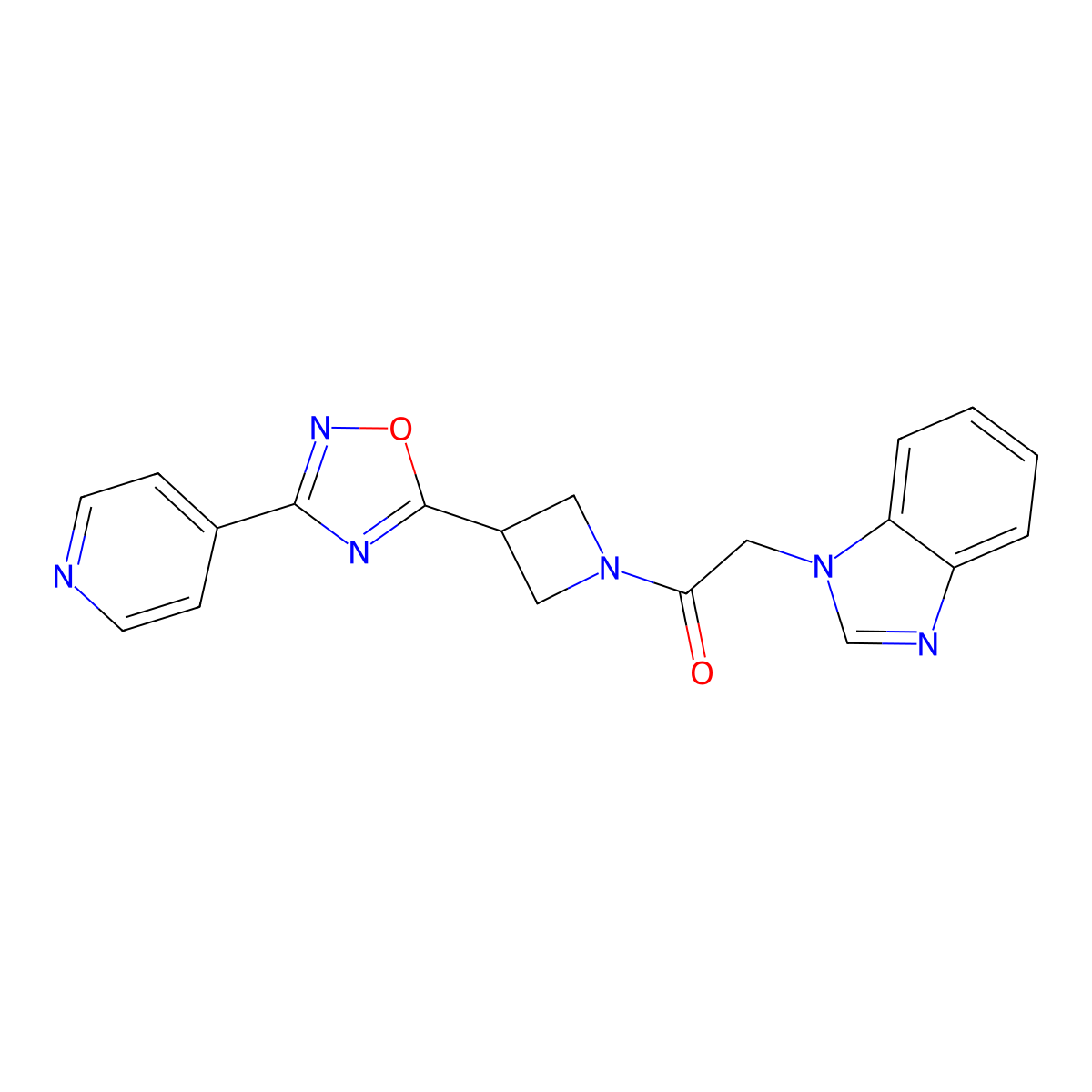 2-(1H-benzo[d]imidazol-1-yl)-1-(3-(3-(pyridin-4-yl)-1,2,4-oxadiazol-5-yl)azetidin-1-yl)ethanone molecular structure, CAS 1251688-76-2