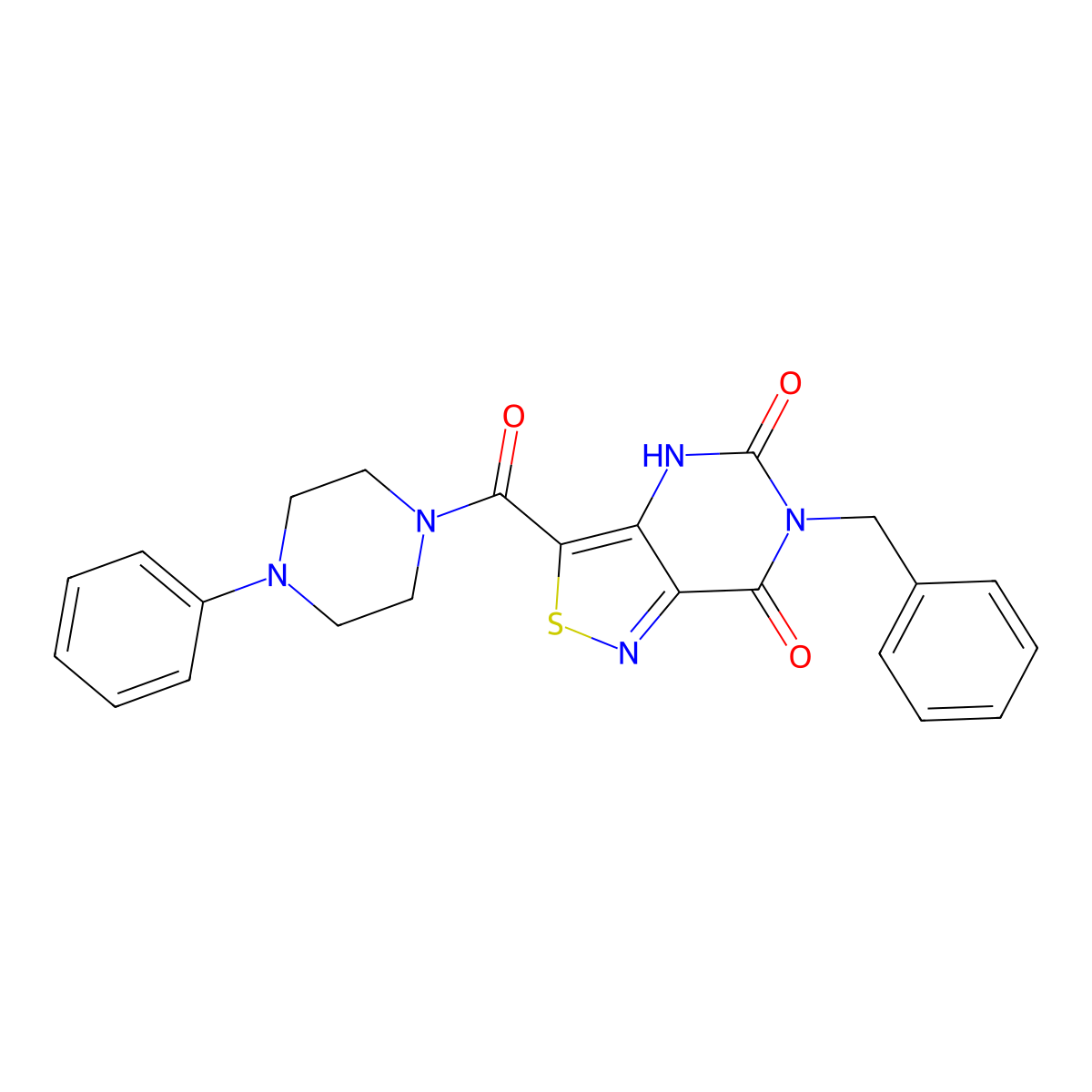 6-benzyl-3-[(4-phenylpiperazino)carbonyl]isothiazolo[4,3-d]pyrimidine-5,7(4H,6H)-dione molecular structure, CAS 1251688-83-1